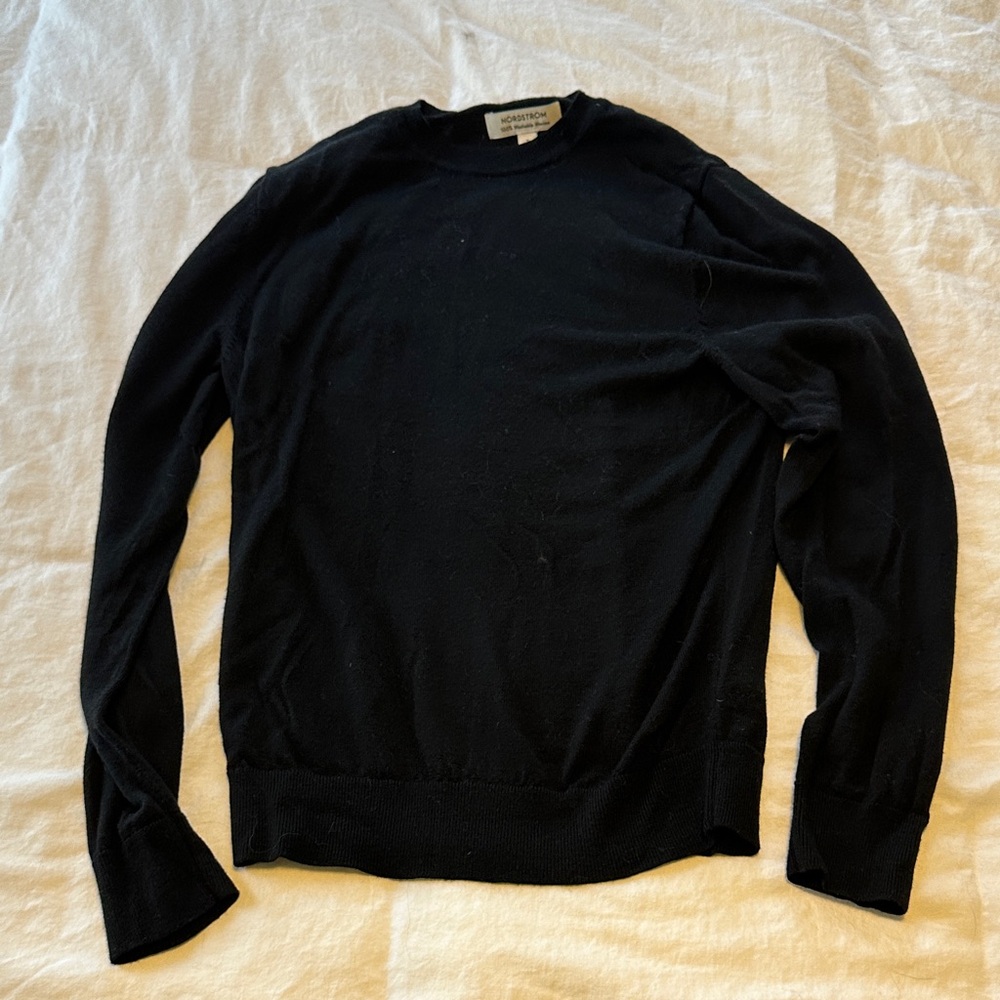 Nordstrom Men's Washable Merino Black Crewneck Sweater